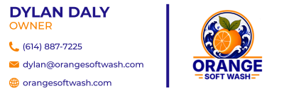 Orange Soft Wash professional business card and digital email signature branding for Dylan Daly